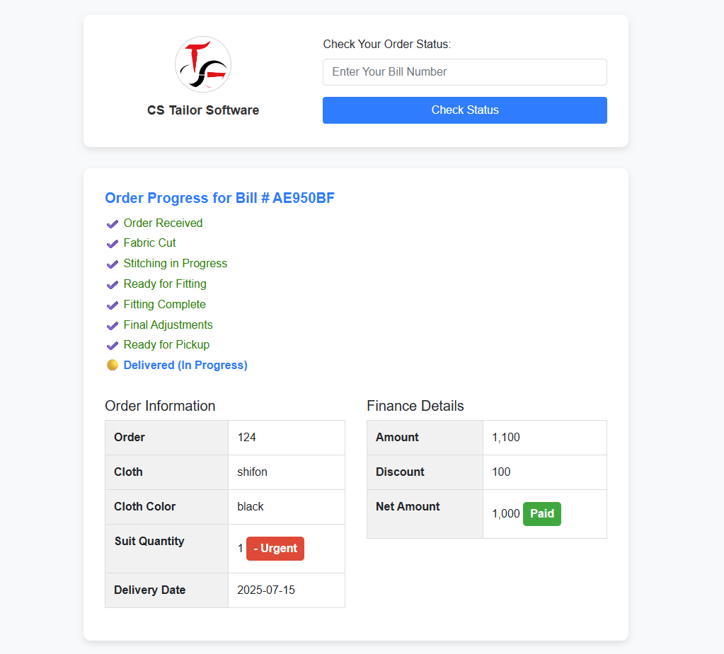 Customers can track their order